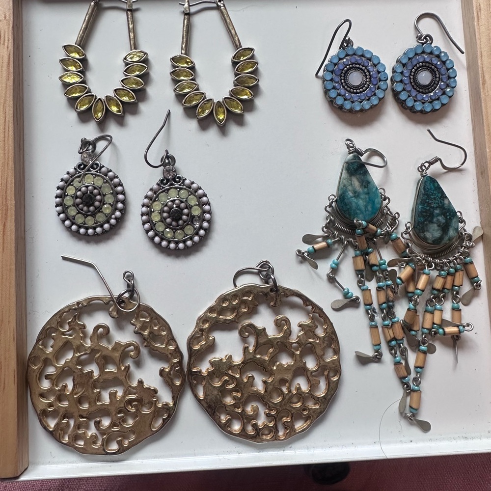 Elegant Gold and Silver Earrings Set Statement earrings